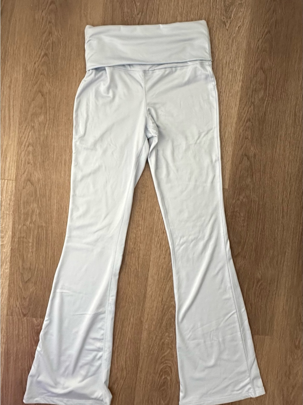 Light Blue Fold-Over Yoga Pants